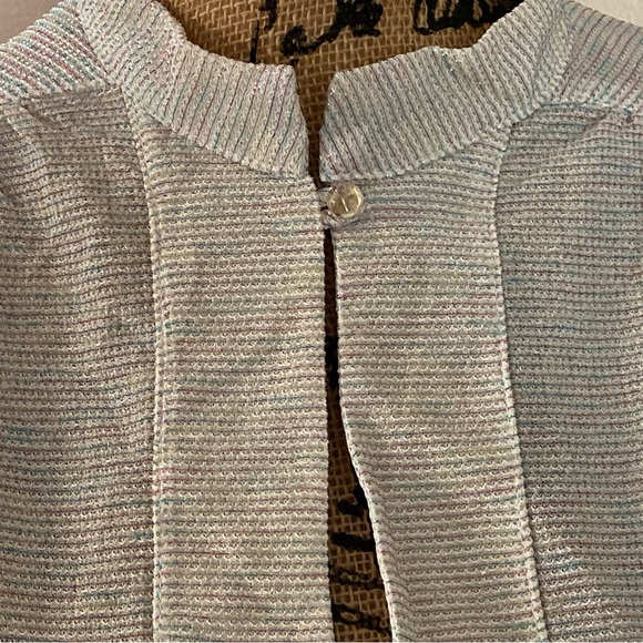 Vintage Ample Togs California Cream Pink Blue Metallic Disco Blouse Women's M - Picture 9 of 12